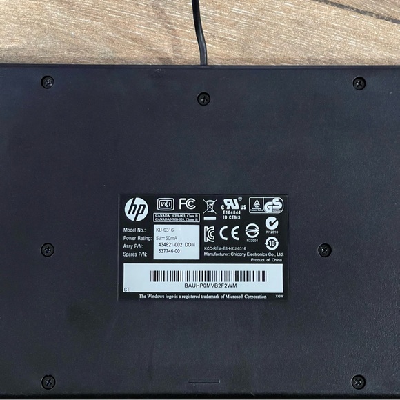 HP Wired PS2 Standard 104-Key Desktop Keyboard KU-0316 434820-002 537745-001 - Picture 6 of 6